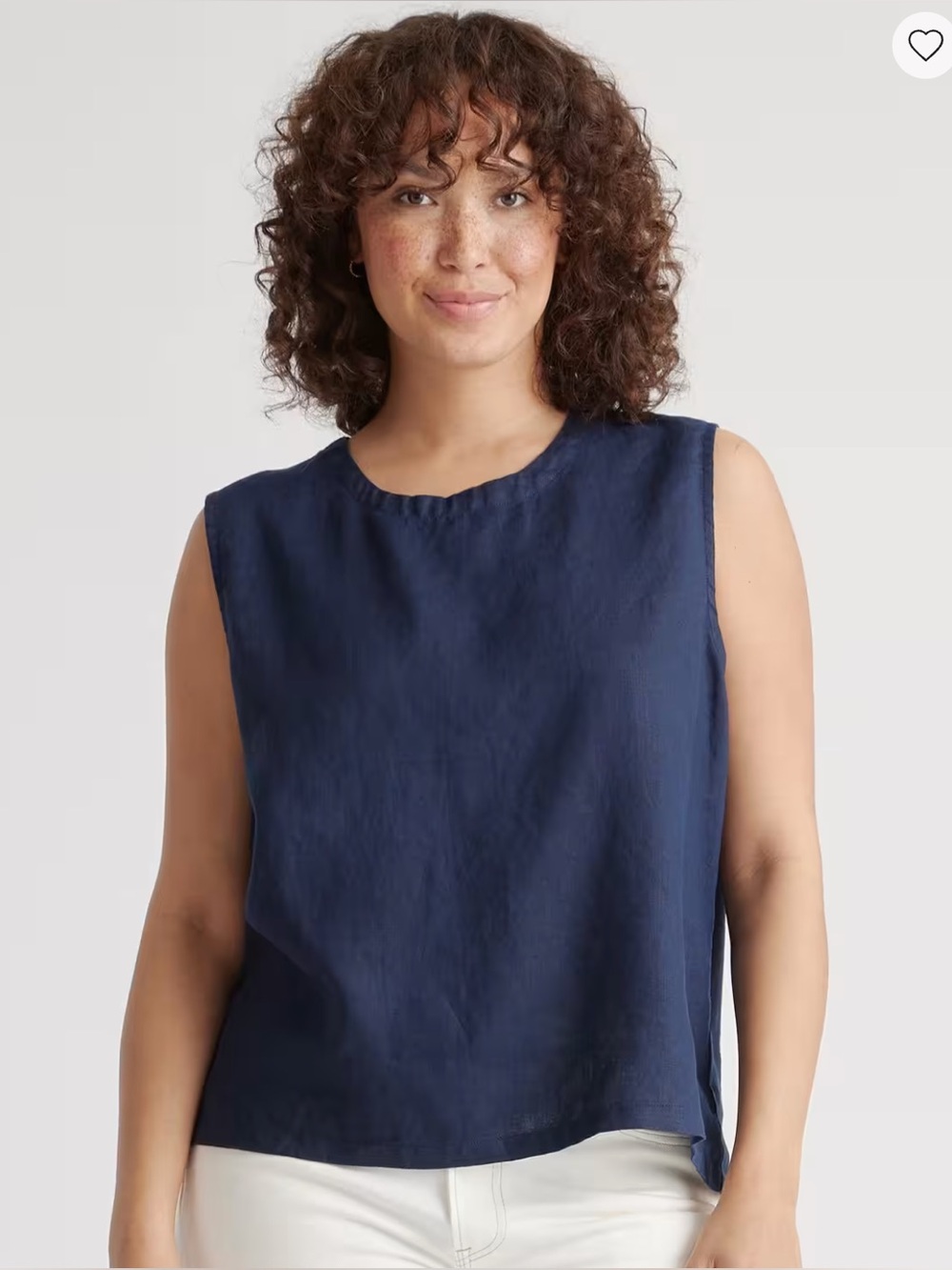 Quince 100% European Linen Tank in Navy